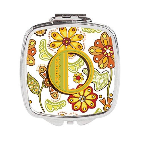 [Australia] - Caroline's Treasures Letter O Floral Mustard and Green Compact Travel Mirrors, Multicolor 