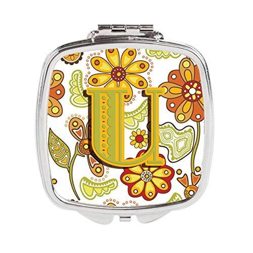 [Australia] - Caroline's Treasures Letter U Floral Mustard and Green Compact Travel Mirrors, Multicolor 