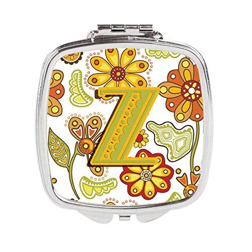 [Australia] - Caroline's Treasures Letter Z Floral Mustard and Green Compact Travel Mirrors, Multicolor 