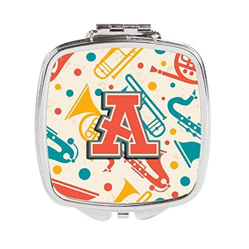 [Australia] - Caroline's Treasures Letter A Retro Teal Orange Musical Instruments Initial Compact Travel Mirrors, Multicolor 
