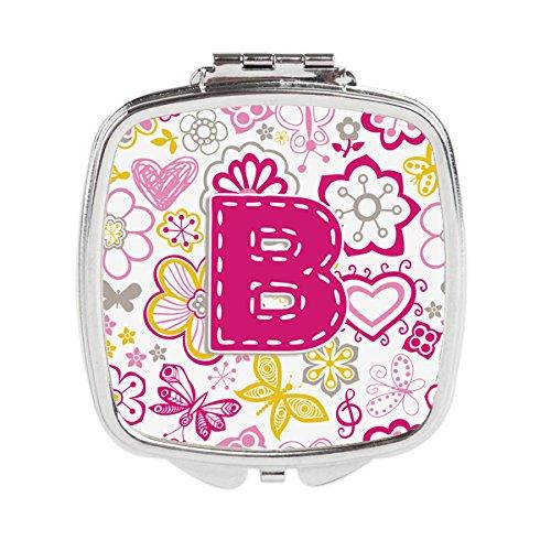 [Australia] - Caroline's Treasures Letter B Flowers and Butterflies Pink Compact Travel Mirrors, Multicolor 