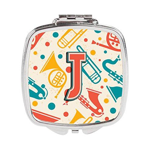 [Australia] - Caroline's Treasures Letter J Retro Teal Orange Musical Instruments Initial Compact Travel Mirrors, Multicolor 