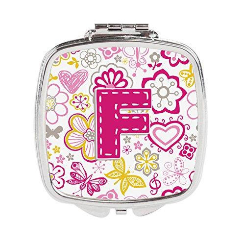 [Australia] - Caroline's Treasures Letter F Flowers and Butterflies Pink Compact Travel Mirrors, Multicolor 