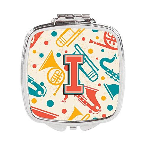 [Australia] - Caroline's Treasures Letter I Retro Teal Orange Musical Instruments Initial Compact Travel Mirrors, Multicolor 