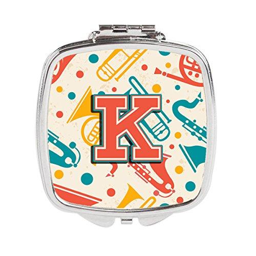 [Australia] - Caroline's Treasures Letter K Retro Teal Orange Musical Instruments Initial Compact Travel Mirrors, Multicolor 