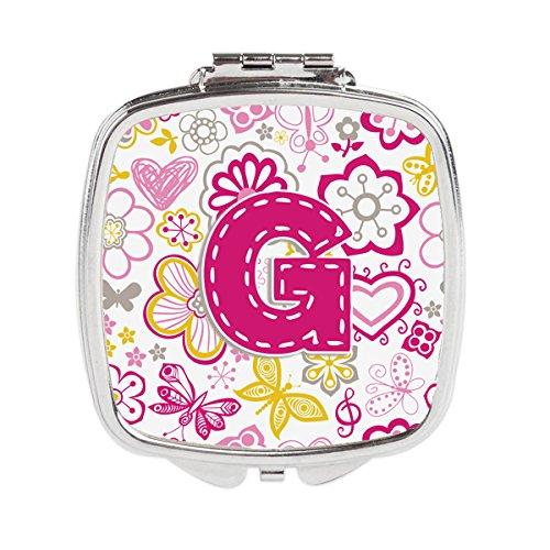 [Australia] - Caroline's Treasures Letter G Flowers and Butterflies Pink Compact Travel Mirrors, Multicolor 