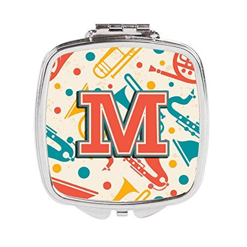 [Australia] - Caroline's Treasures Letter M Retro Teal Orange Musical Instruments Initial Compact Travel Mirrors, Multicolor 