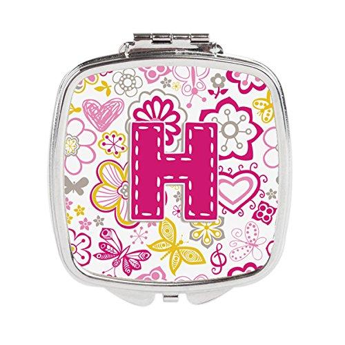 [Australia] - Caroline's Treasures Letter H Flowers and Butterflies Pink Compact Travel Mirrors, Multicolor 