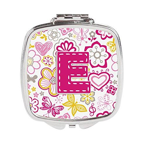 [Australia] - Caroline's Treasures Letter E Flowers and Butterflies Pink Compact Travel Mirrors, Multicolor 