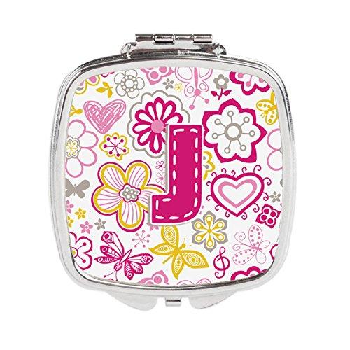 [Australia] - Caroline's Treasures Letter J Flowers and Butterflies Pink Compact Travel Mirrors, Multicolor 