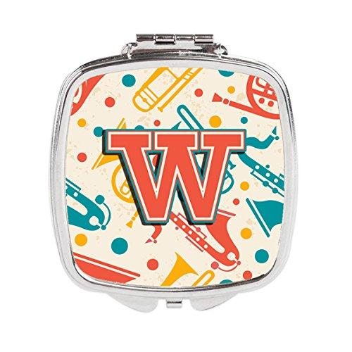 [Australia] - Caroline's Treasures Letter W Retro Teal Orange Musical Instruments Initial Compact Travel Mirrors, Multicolor 