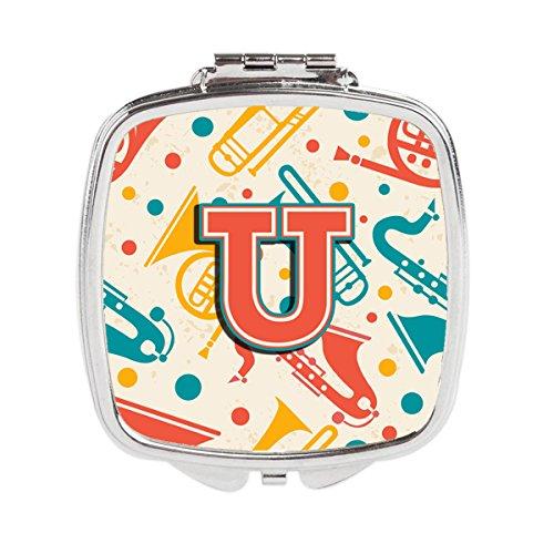 [Australia] - Caroline's Treasures Letter U Retro Teal Orange Musical Instruments Initial Compact Travel Mirrors, Multicolor 