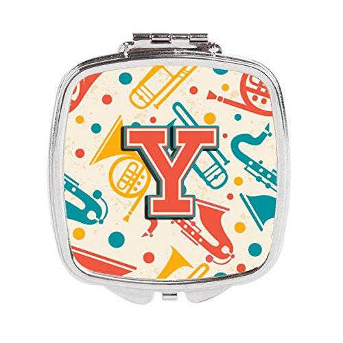 [Australia] - Caroline's Treasures Letter Y Retro Teal Orange Musical Instruments Initial Compact Travel Mirrors, Multicolor 