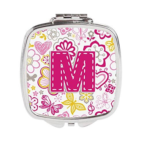 [Australia] - Caroline's Treasures Letter M Flowers and Butterflies Pink Compact Travel Mirrors, Multicolor 