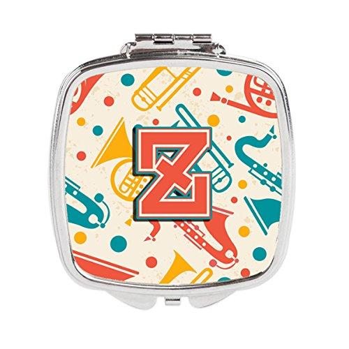 [Australia] - Caroline's Treasures Letter Z Retro Teal Orange Musical Instruments Initial Compact Travel Mirrors, Multicolor 
