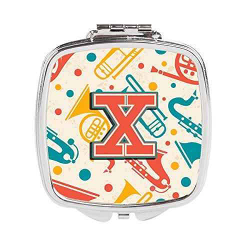 [Australia] - Caroline's Treasures Letter X Retro Teal Orange Musical Instruments Initial Compact Travel Mirrors, Multicolor 