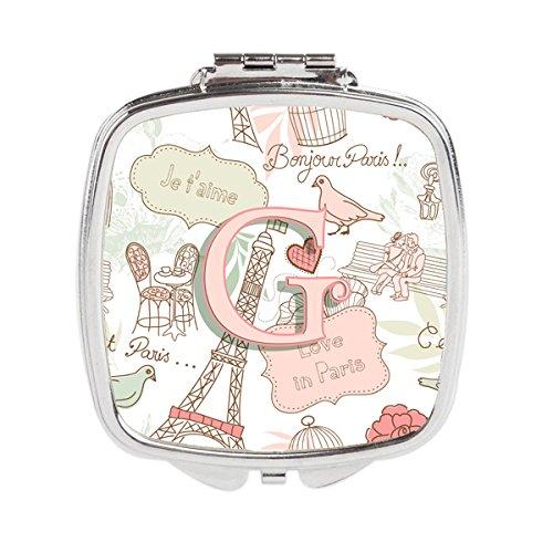 [Australia] - Caroline's Treasures Letter G Love in Paris Pink Compact Travel Mirrors, Multicolor 