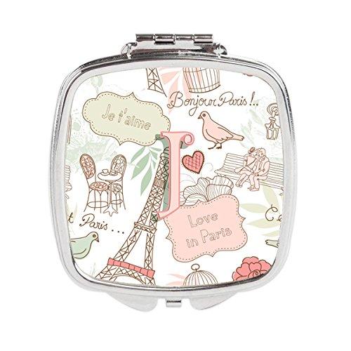 [Australia] - Caroline's Treasures Letter J Love in Paris Pink Compact Travel Mirrors, Multicolor 