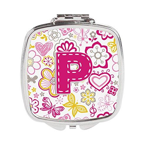 [Australia] - Caroline's Treasures Letter P Flowers and Butterflies Pink Compact Travel Mirrors, Multicolor 