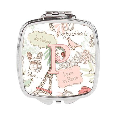 [Australia] - Caroline's Treasures Letter P Love in Paris Pink Compact Travel Mirrors, Multicolor 