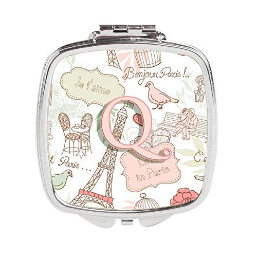 [Australia] - Caroline's Treasures Letter Q Love in Paris Pink Compact Travel Mirrors, Multicolor 