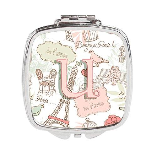 [Australia] - Caroline's Treasures Letter U Love in Paris Pink Compact Travel Mirrors, Multicolor 