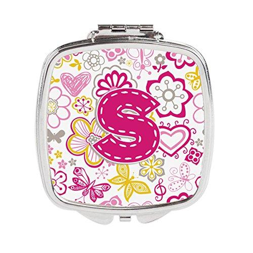 [Australia] - Caroline's Treasures Letter S Flowers and Butterflies Pink Compact Travel Mirrors, Multicolor 