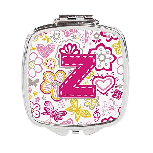 [Australia] - Caroline's Treasures Letter Z Flowers and Butterflies Pink Compact Travel Mirrors, Multicolor 