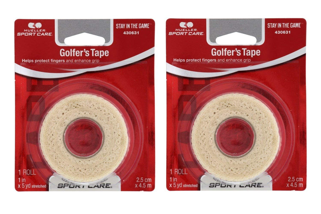 [Australia] - Mueller Golfer’s Grip Tape, Self-Adhering, Lightweight, Residue Free, Conforming Elastic Protective Tape, Helps Protect Fingers & Enhance Grip - 1” x 5yd Stretched, 2 Pack 
