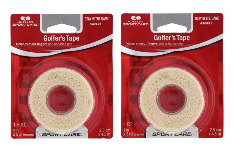 [Australia] - Mueller Golfer’s Grip Tape, Self-Adhering, Lightweight, Residue Free, Conforming Elastic Protective Tape, Helps Protect Fingers & Enhance Grip - 1” x 5yd Stretched, 2 Pack 