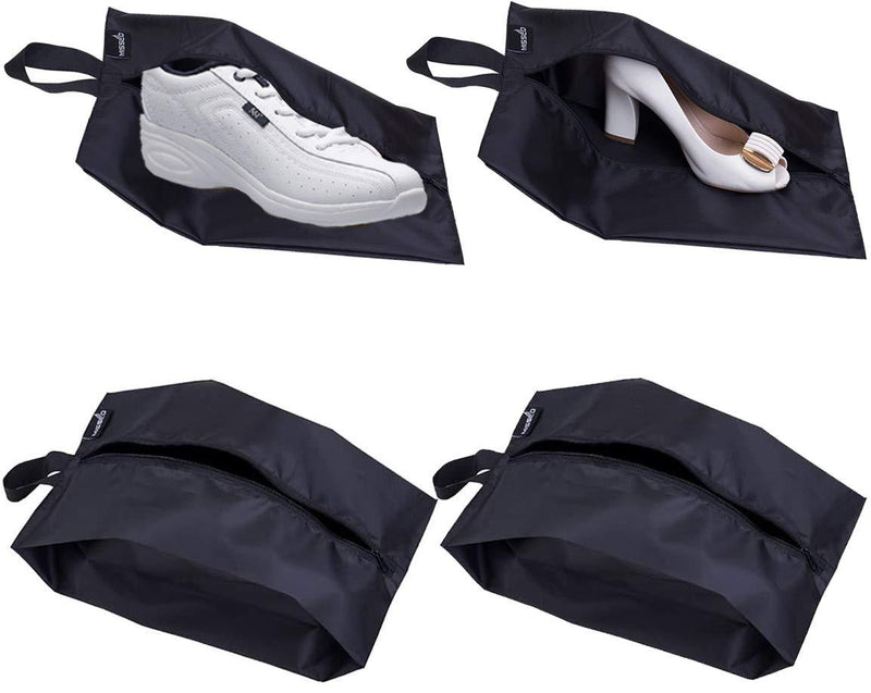 [Australia] - MISSLO Portable Nylon Travel Shoe Bags with Zipper Closure (Pack 4, Black) 