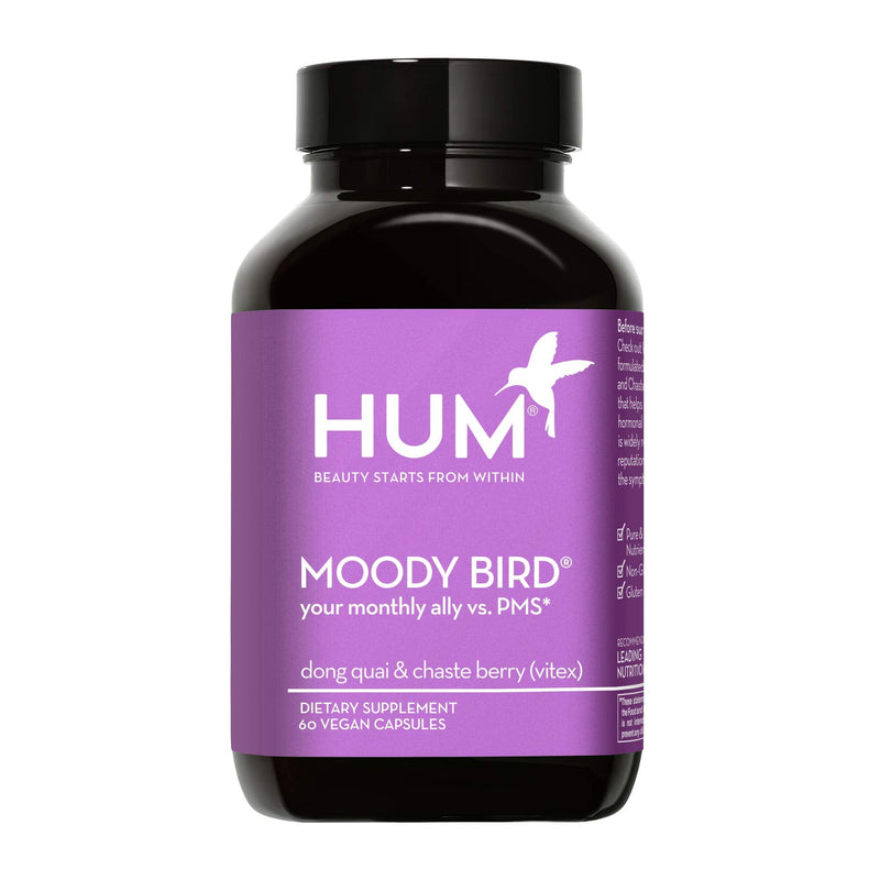 [Australia] - HUM Moody Bird - Mood Supplement for Women - Support for Cramps, Cravings, Irritability & Hormonal Balance - Chasteberry & Dong Quai Women's Monthly Support Supplement (60 Vegan Capsules) 