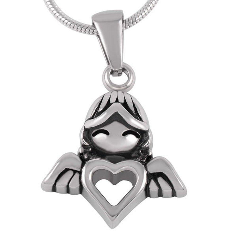 [Australia] - Angel Heart Urn Necklace for Ashes - Cremation Jewelry Memorial Keepsake Pendant - Funnel Kit Included 