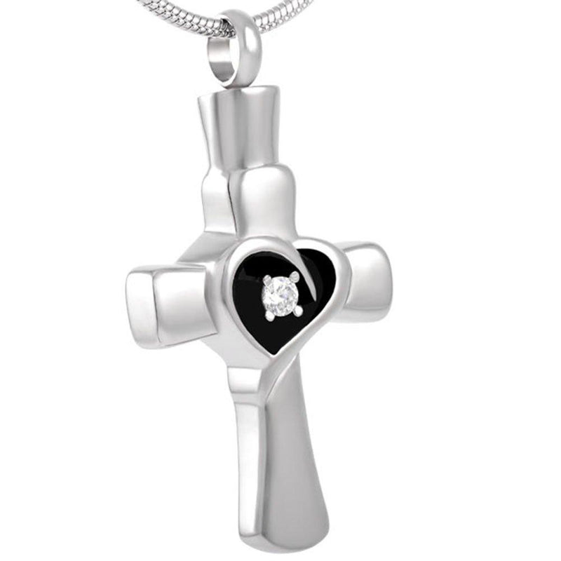 [Australia] - Cross Memorial Urn Necklace for Ashes - Cremation Keepsake Pendant - Funnel Fill Kit Included 