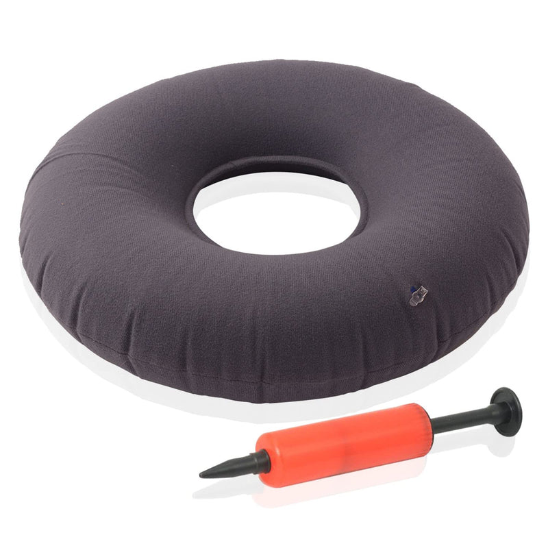 [Australia] - Dr. Frederick’s Original Donut Pillow - 18" Inflatable Donut Cushion for Tailbone Pain Relief - Donut Pillow Seat Cushion for Hemorrhoids, Bed Sores, Prostatitis - Gray 