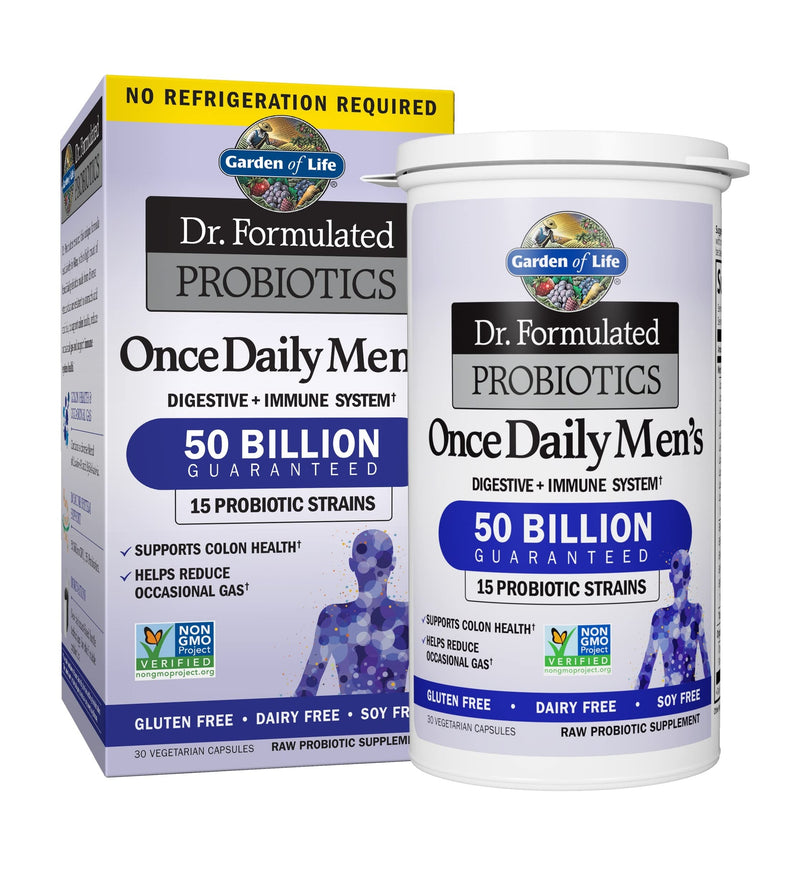 [Australia] - Probiotics for Men and Adults - Garden of Life Dr Formulated Once Daily Men's Probiotics 50 Billion CFU, Digestive Health Daily Probiotic for Constipation Relief, Organic Prebiotic Fiber, 30 Capsules 
