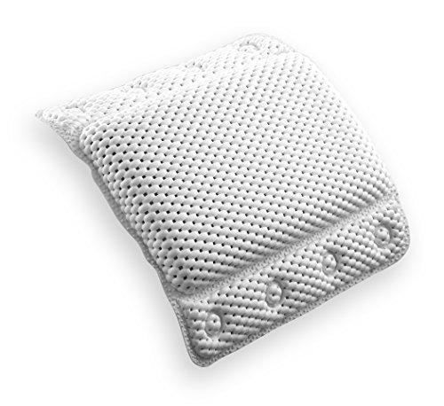 [Australia] - BINO Non-Slip Cushioned Bath Pillow with Suction Cups, White - Spa Pillow Bath Pillows for Tub Neck and Back Support Bathtub Pillow Bath Pillows for Tub Bath Accessories Set Bath Tub Pillow Rest Small 