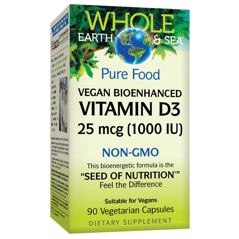 [Australia] - Whole Earth & Sea from Natural Factors, Vitamin D3 1000 IU (25 mcg), Whole Food Supplement, Vegan, 90 Capsules 