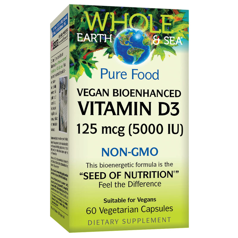 [Australia] - Whole Earth & Sea from Natural Factors, Vitamin D3 5000 IU (125 mcg), Whole Food Supplement, Vegan, 60 Capsules (60 Servings) 60 Count (Pack of 1) 