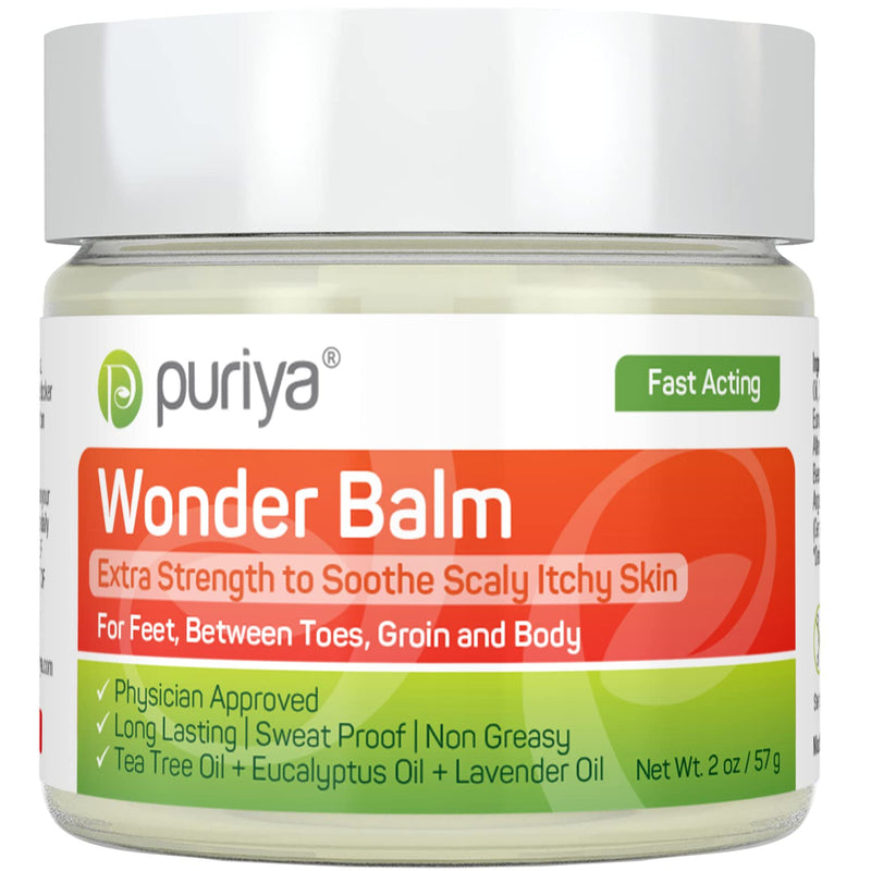 [Australia] - Tea Tree Oil Wonder Balm by Puriya, Use with Jock Itch, Athletes Foot, Body Acne, Back Acne Cleansers, Fast Acting Comfort Cream for Dry, Itchy Skin, Plant Powered, Extra Strength, Physician Approved 