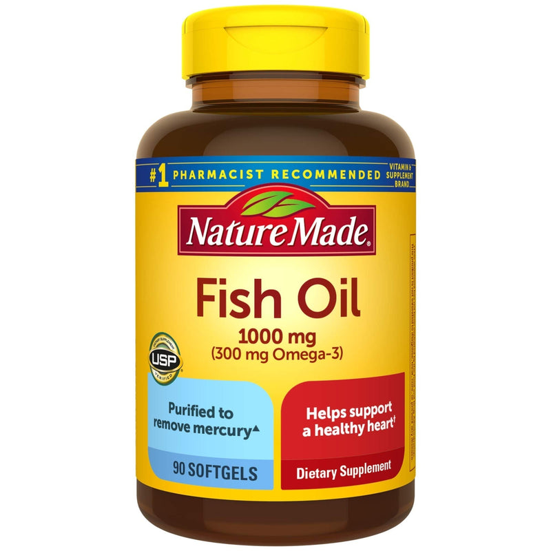 [Australia] - Nature Made Fish Oil 1000 mg, 90 Softgels, Fish Oil Omega 3 Supplement For Heart Health 90 Count (Pack of 1) 