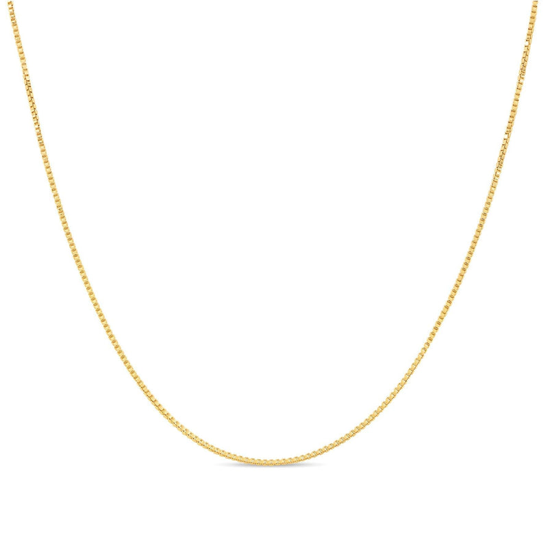 [Australia] - 18k Gold over Sterling Silver 1mm Box Chain Necklace Made in Italy 14 Inch 12.0 Inches 
