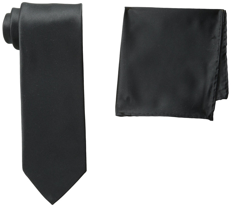 [Australia] - Stacy Adams Men's Satin solid Tie Set One Size Black 