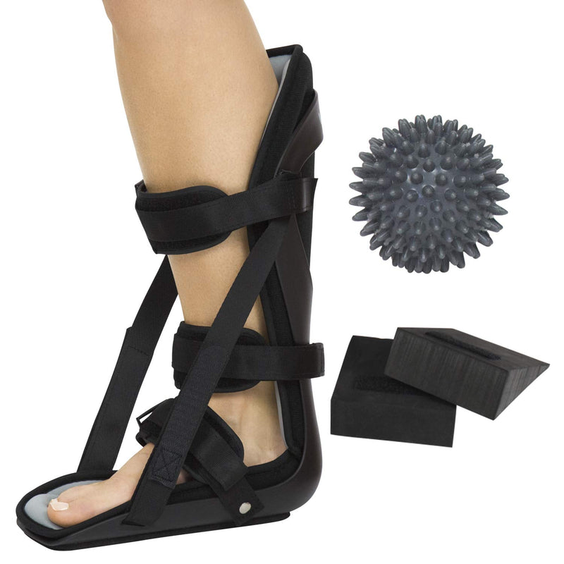 [Australia] - Vive Hard Plantar Fasciitis Night Splint and Trigger Point Spike - Stabilizer Brace Relieves Inflammation - Foot Support Boot Features Adjustable Hook and Loop Straps for Achilles Pain Relief Large: Men's: 8.5 - 11, Women's: 10 – 12.5 