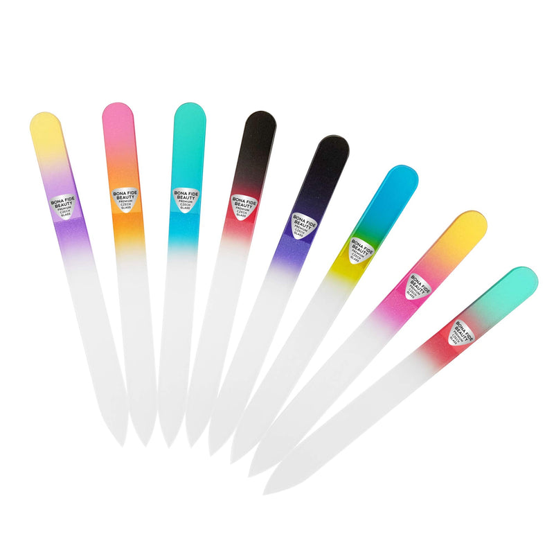 [Australia] - Glass Nail Files, Glass Fingernail Files for Gentle Manicure Nail Care, Expertly Shape Nails & Enjoy a Smooth Finish - Bona Fide Beauty 8-Piece Premium Czech Glass Nail Files 8 Count (Pack of 1) 