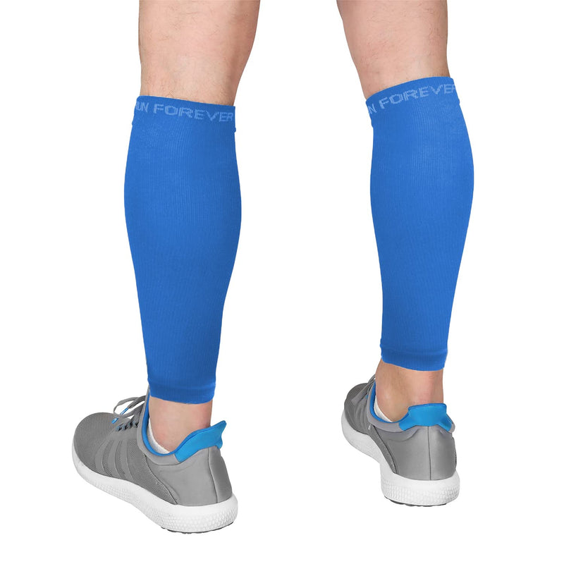 [Australia] - Calf Compression Sleeves For Men & Women - Leg Compression Sleeve - Footless Compression Socks for Shin Splint &Varicose Vein Blue Large 