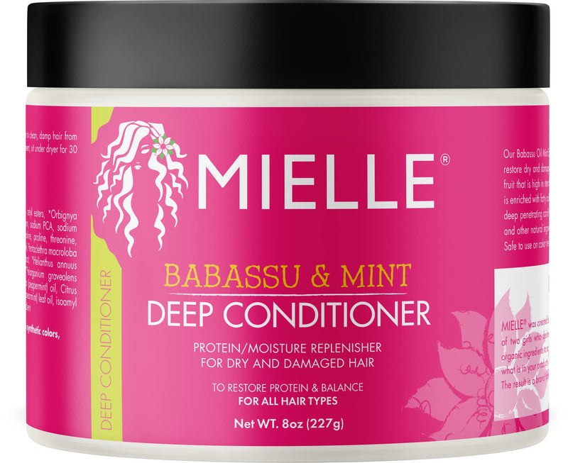 [Australia] - Mielle Organics Babassu & Mint Deep Conditioner with Protein, Moisturizing & Conditioning Deep Treatment, Hydrating Repair for Dry, Damaged, & Frizzy Hair, 8-Ounces 