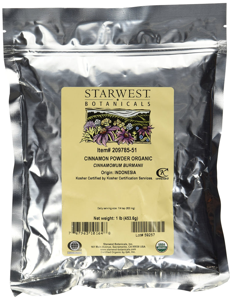[Australia] - Starwest Botanicals Organic Cinnamon Powder - 1 Pound - Freshly Ground Korintje Cinnamon 1 Pound (Pack of 1) 