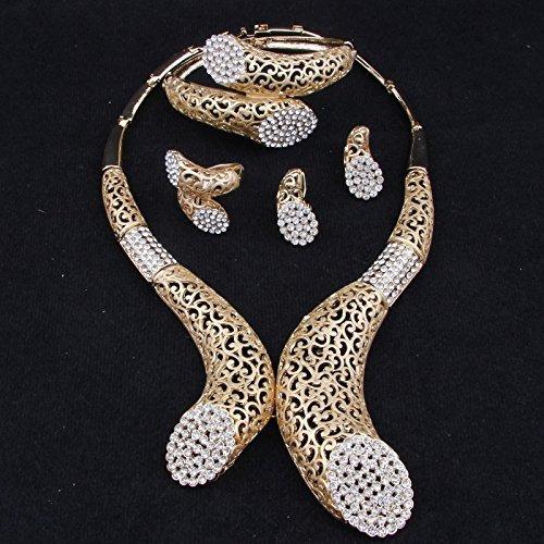 [Australia] - wang African Crystal Beads Wedding Party Bridal Necklace Sets Classic Vintage 18k Gold Plated Women Party Costume Jewelry Sets 