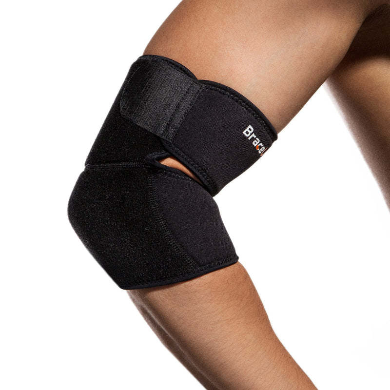 [Australia] - Adjustable Elbow Brace for women and men by BraceUP - Elbow Support for Pain, Tennis Elbow, Tendonitis, Arthritis Ease, Curad Support, Left and Right Elbow, One Size (Black) Black 